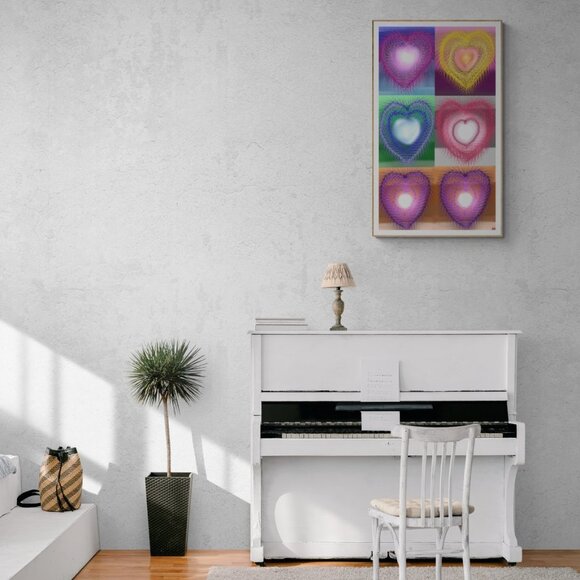 Glowing Hearts | Valentine’s Day | romantic art | love| Minimalist Print - Picture 3 of 3